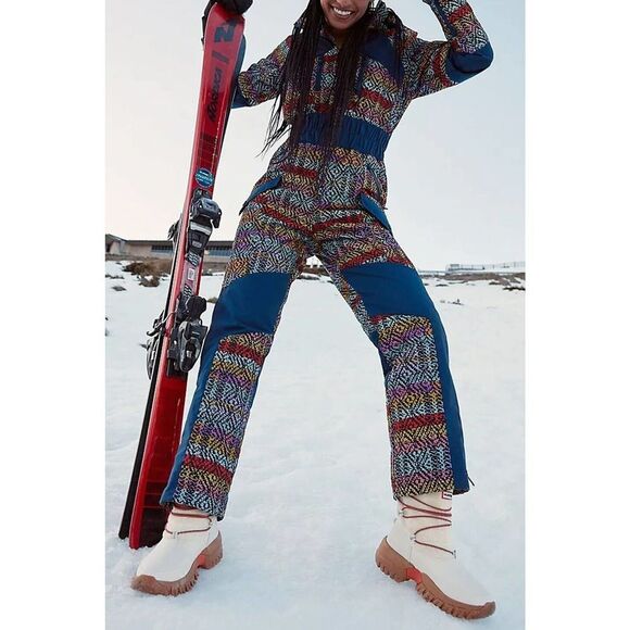 Free People Movement All Prepped Jacquard Ski Suit Size Xlarge Hooded - Picture 1 of 16